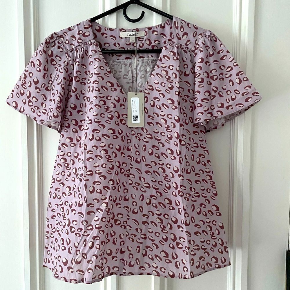 NWT Tucker purple animal print top XS